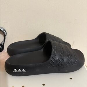 Adidas Black Embossed Slide Sandals